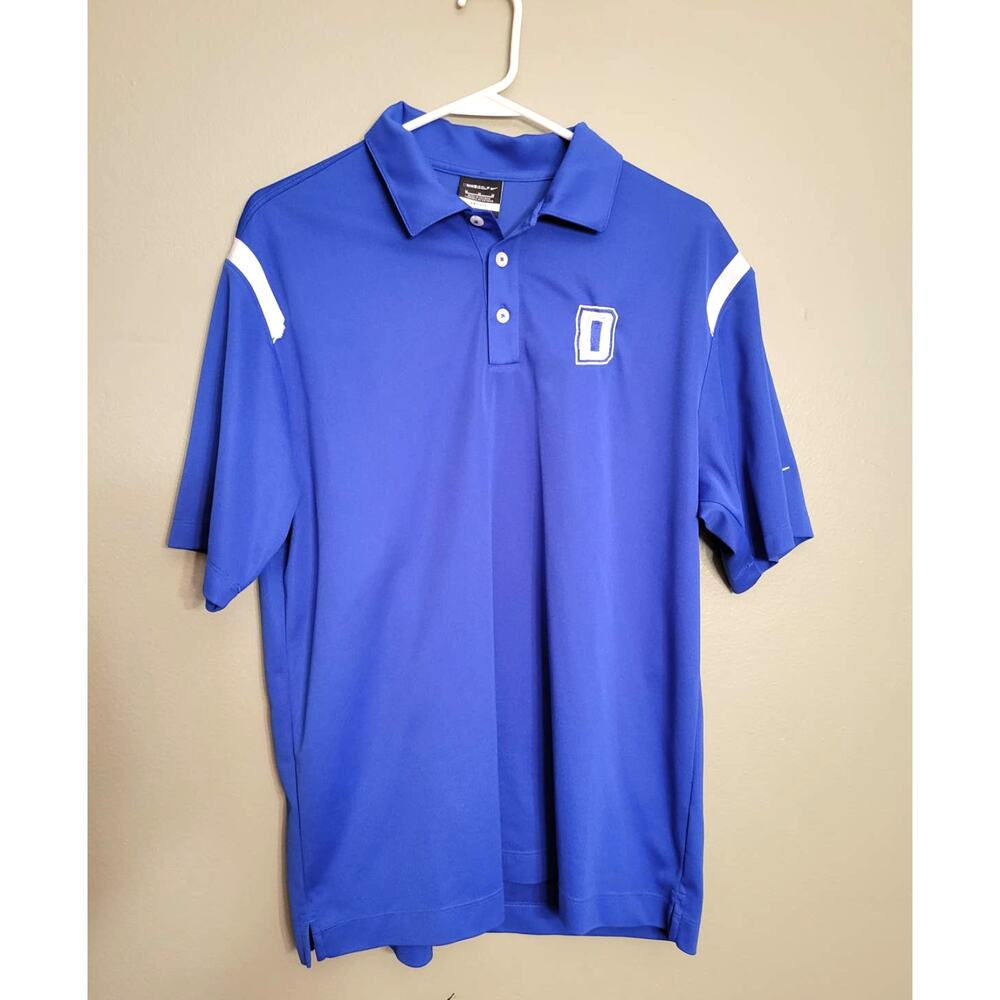 Men's Nike Golf Dri Fit Blue Polo Collared T Shirt Size Medium